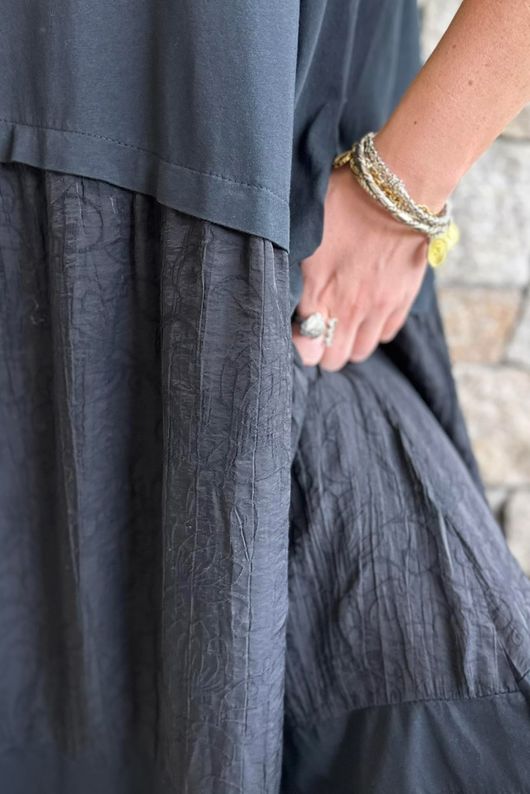 Tasha Damask T Shirt Maxi Dress Black